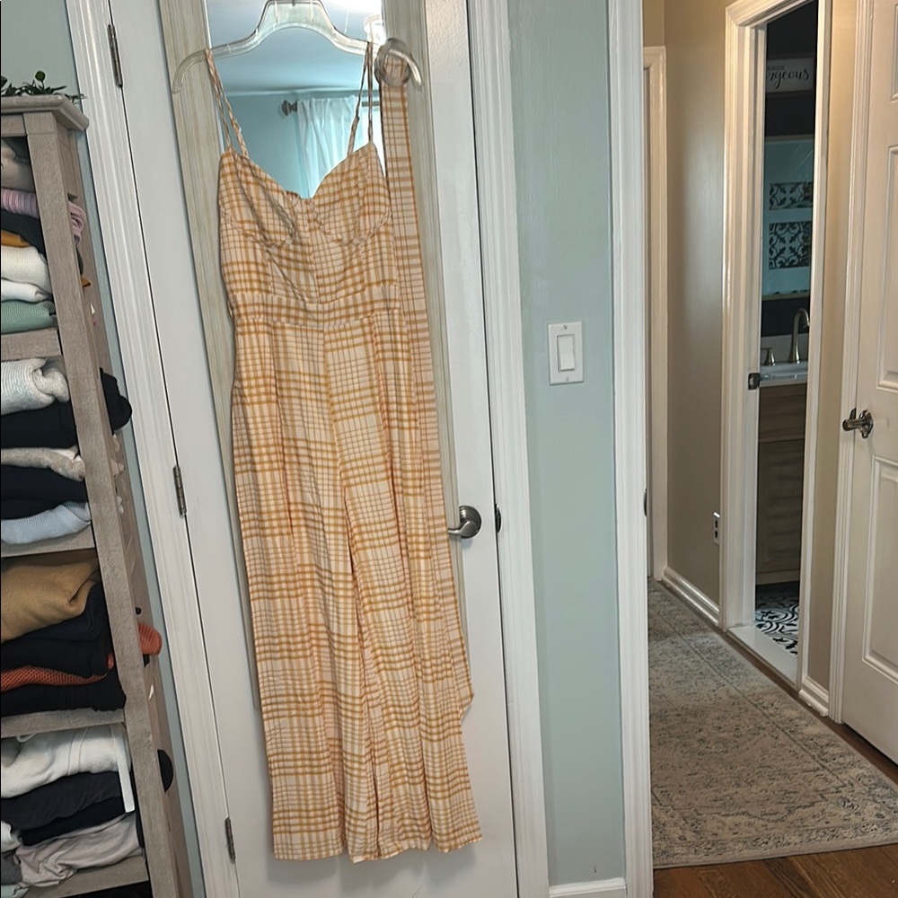 Yellow Plaid Spaghetti Strap Dress